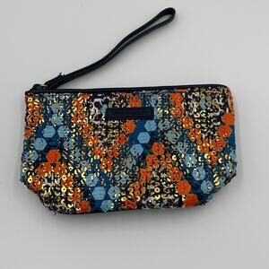 Vera Bradley Small Zipper Sequin Wristlet 7x4"